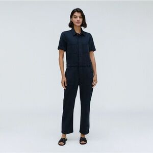 Everlane Black Short-Sleeve Utility Jumpsuit